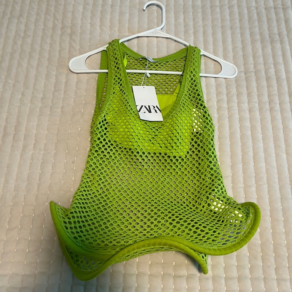 ZARA Rigid Hem Mesh Tank Top